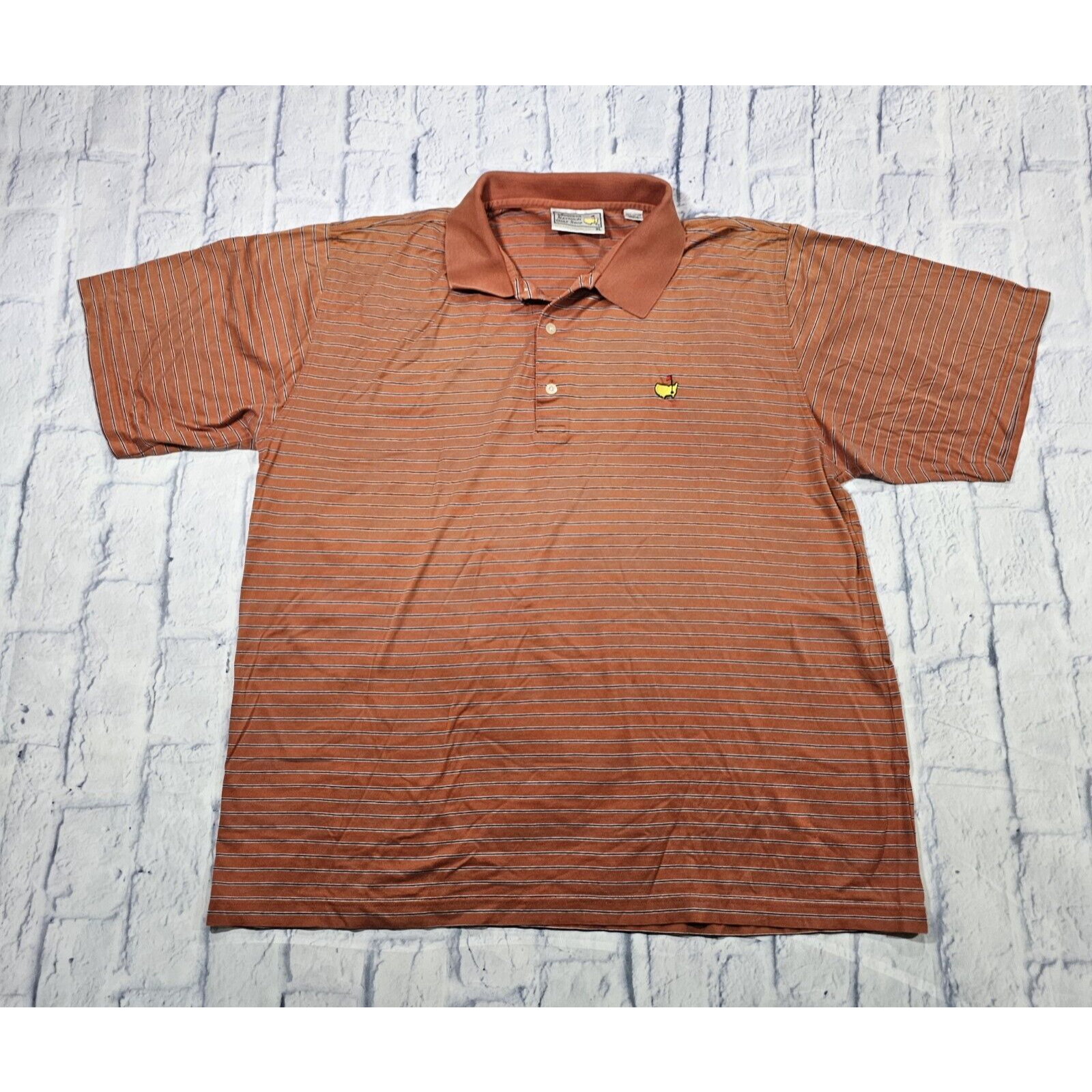 Masters Mens Sz Xl Augusta National Golf Shop Masters Polo Orange Striped